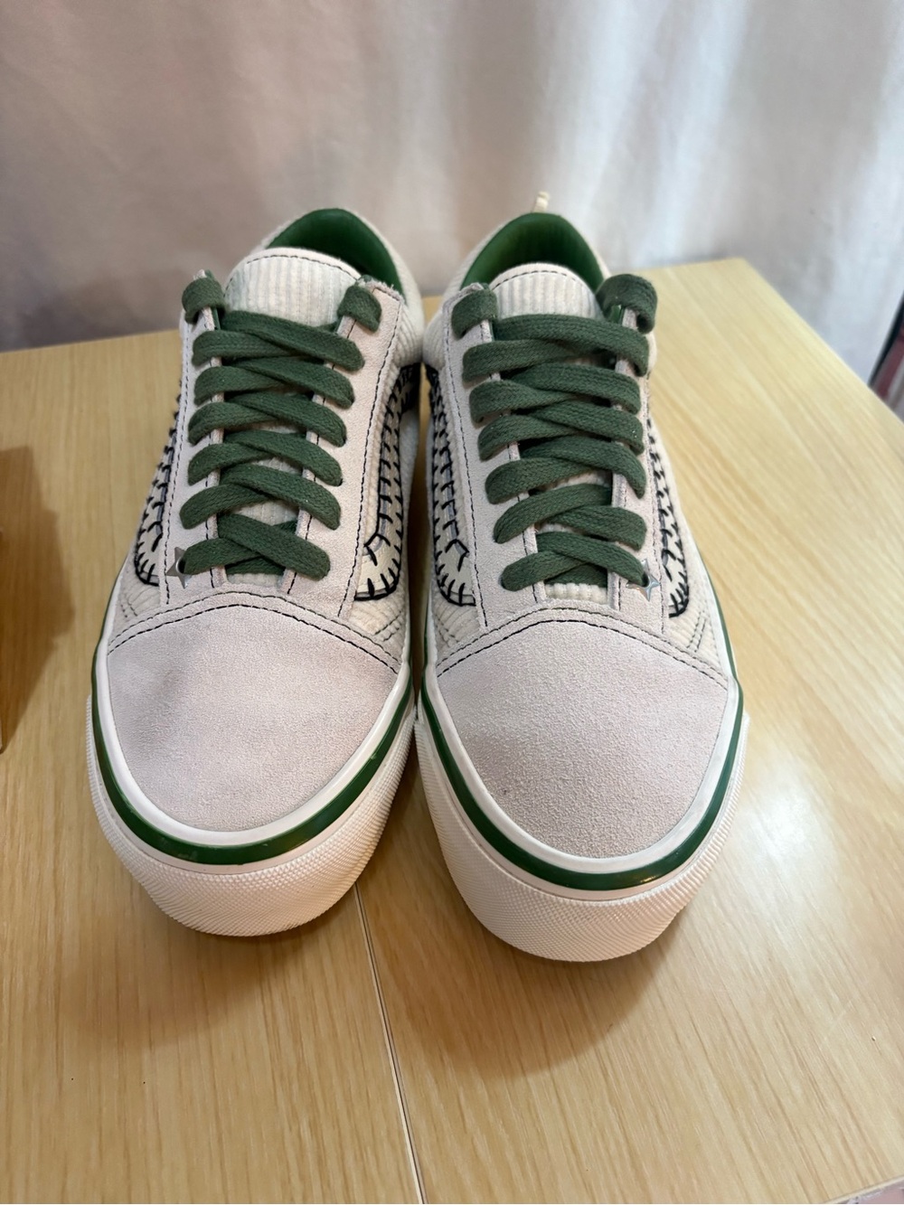 Vans Cocona Hiraki Old Skool Suede Low-Top Sneakers in Off-White and Green